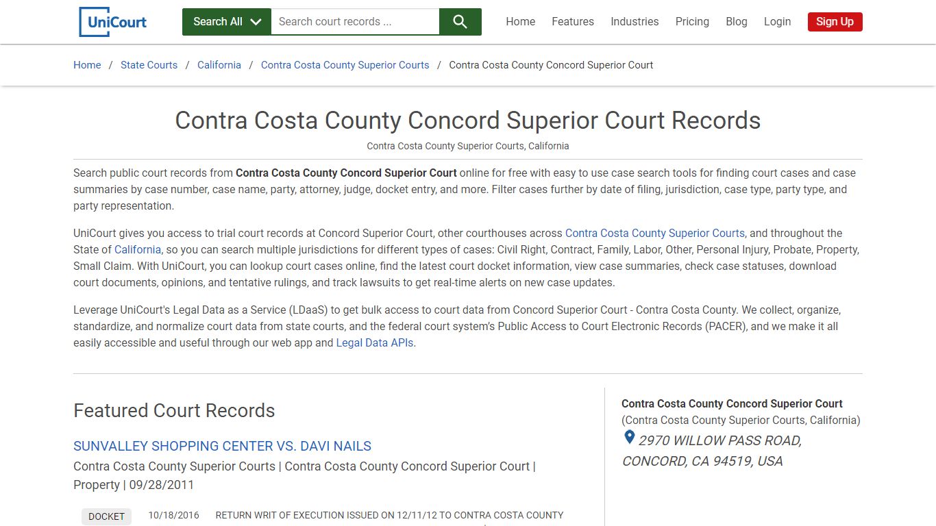 Concord Superior Court Records | Contra Costa | UniCourt
