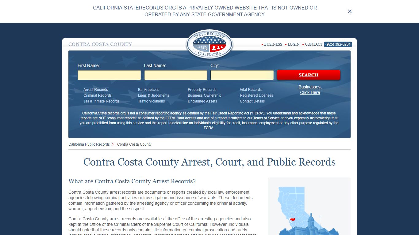 Contra Costa County Arrest, Court, and Public Records